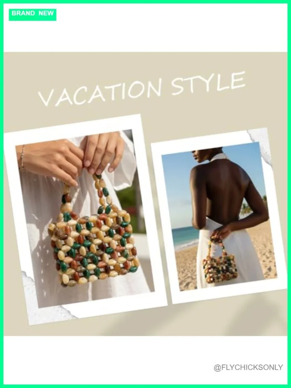 Handmade Beaded Tote Bag, Acrylic Boho Hobo Purse, Woven Beach Wedding Handbag